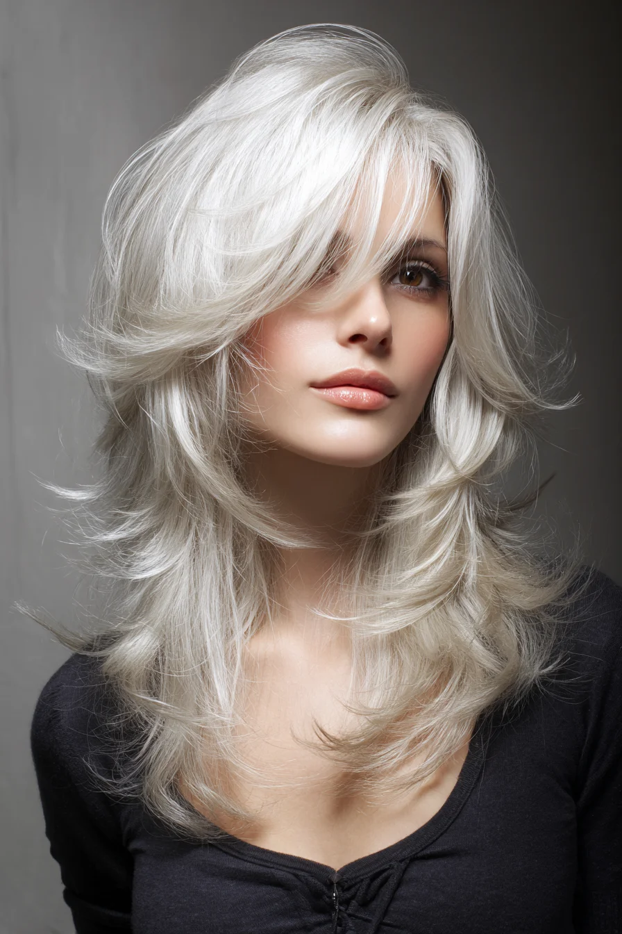 Feathered Layers with Curtain Bangs for Soft Volume