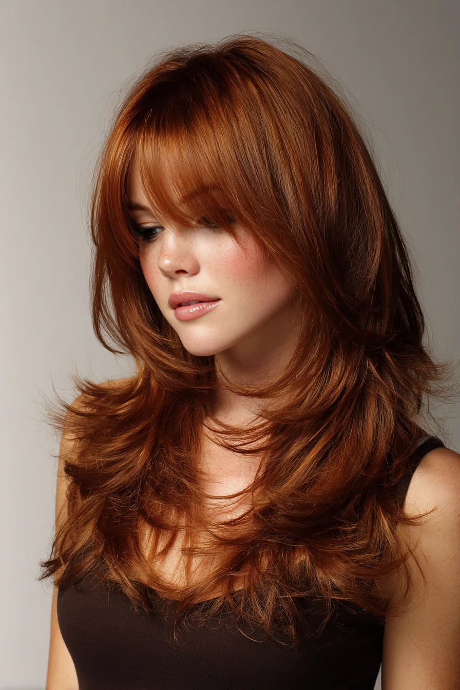 Feathered Layers with Soft Curtain Bangs for Volume