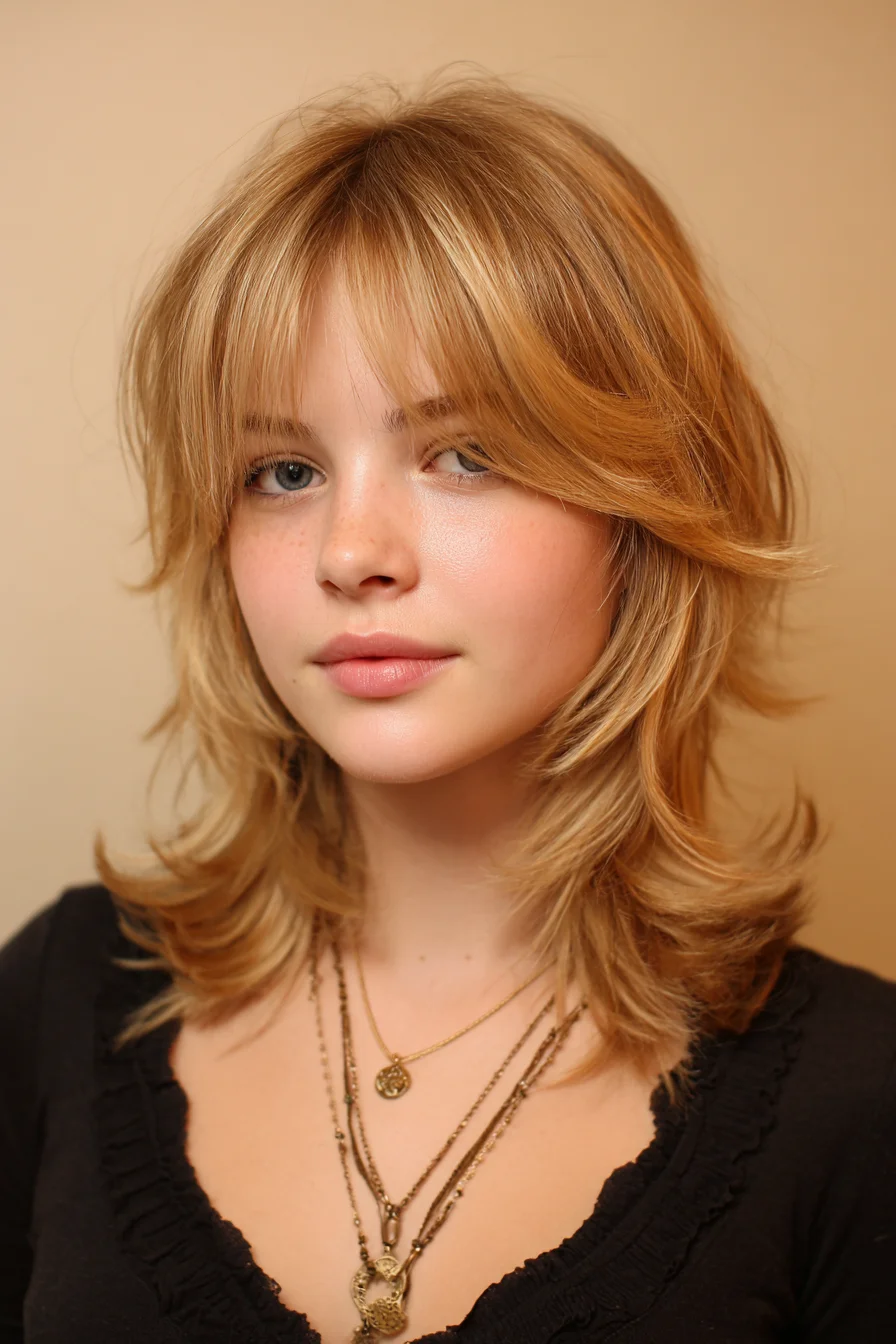 Feathered Shag Lob with Curtain Bangs for Soft Movement