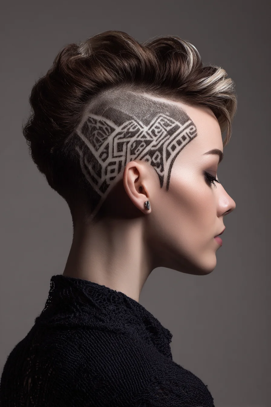 Geometric Undercut with Textured Pompadour Top
