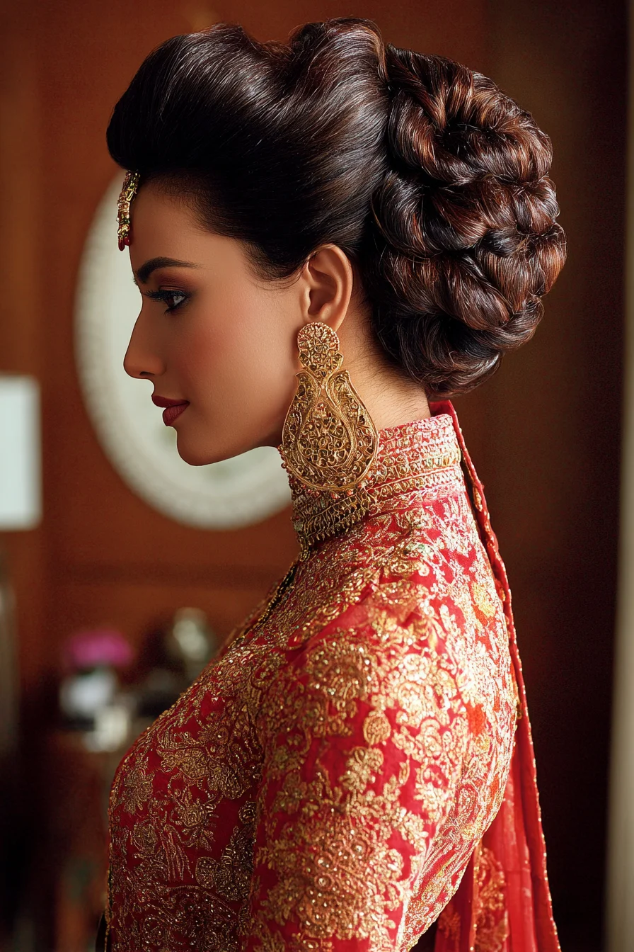 Intricate Braided Low Bun with Vintage Volume