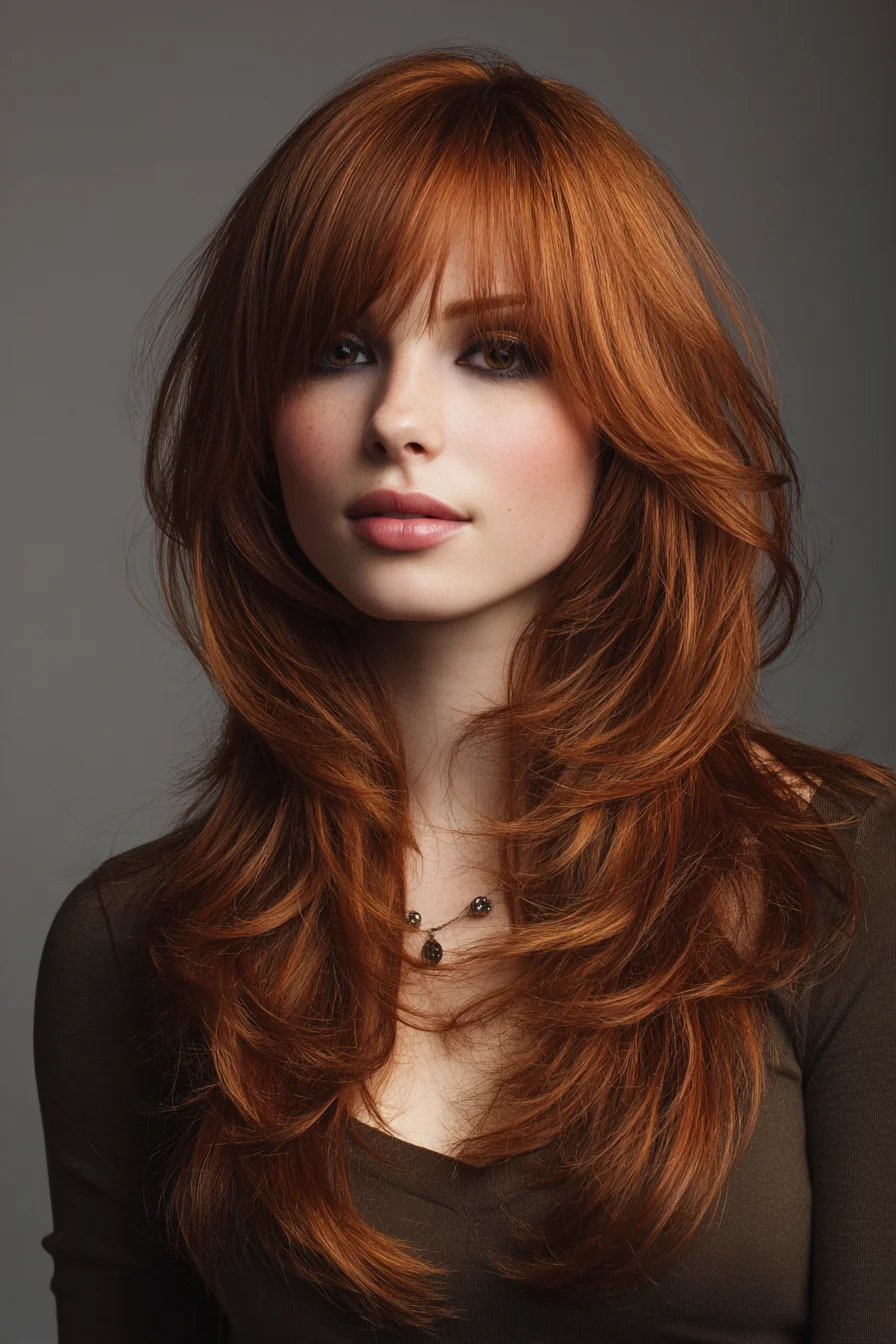 Layered Curtain Bangs for Soft Movement and Volume