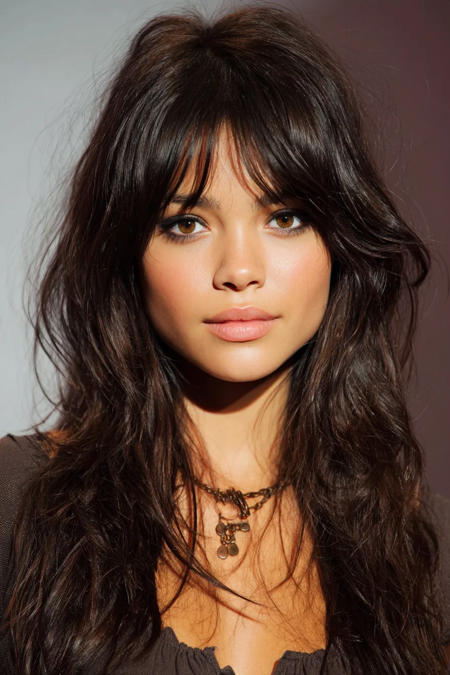 Layered Shag with Curtain Bangs and Beachy Texture