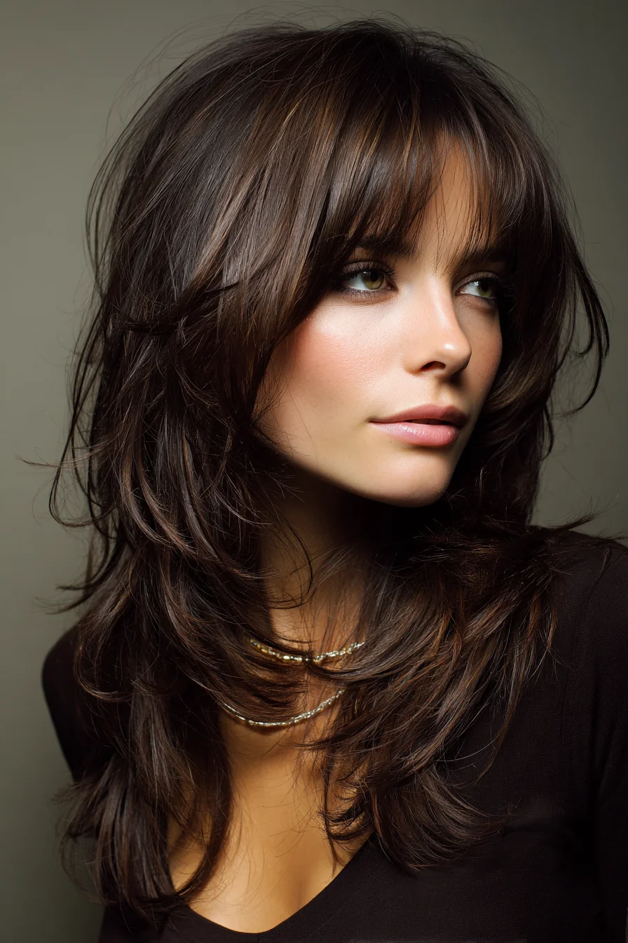 Layered Shag with Soft Face-Framing Bangs for Medium Hair