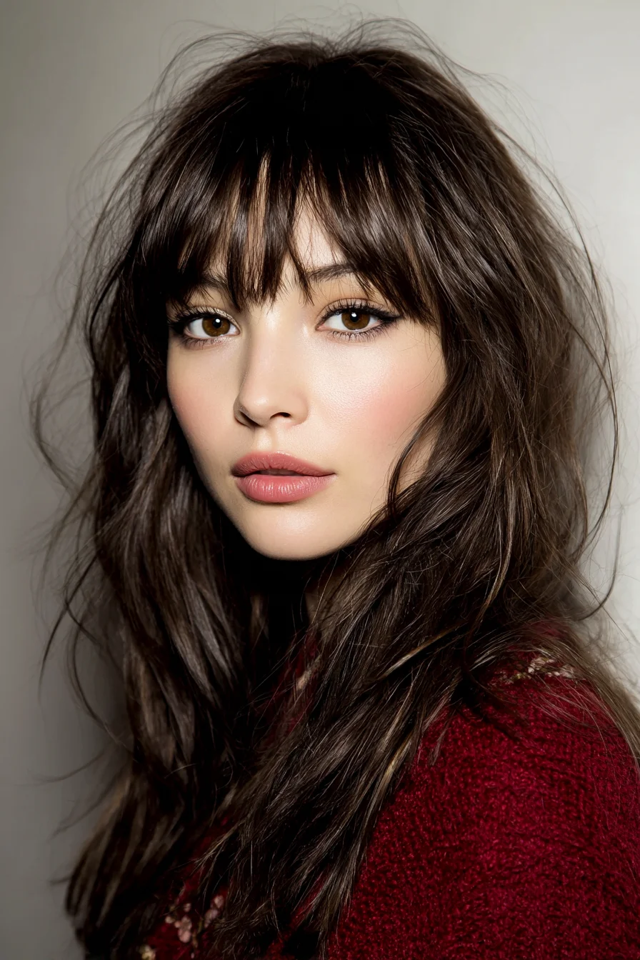 Lazy Tousled Layers with Curtain Bangs for Texture