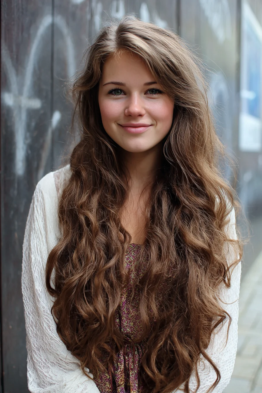 Long Beachy Waves with Face-Framing Layers for Everyday Style