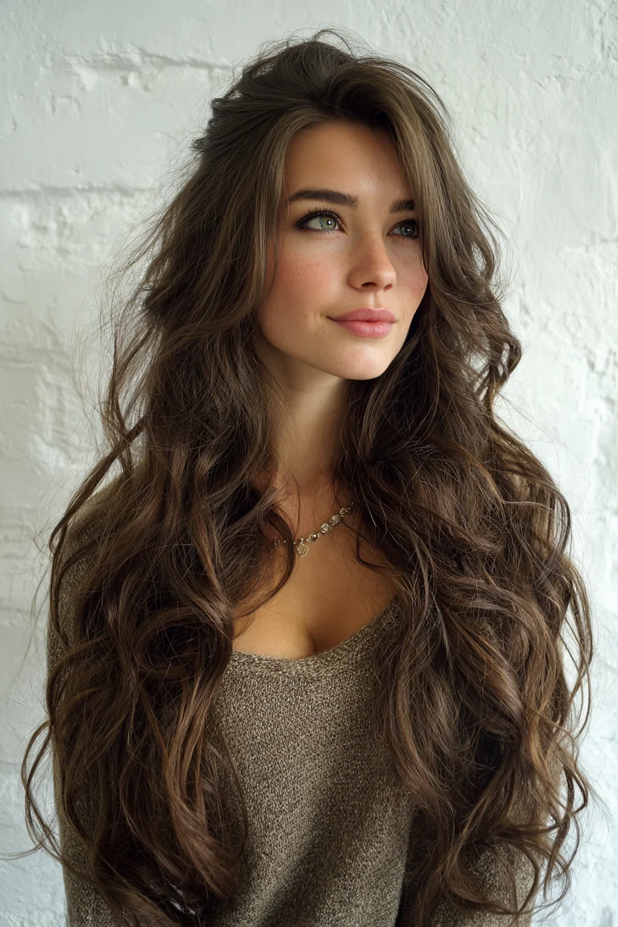 Long Beachy Waves with Face-Framing Layers for Volume
