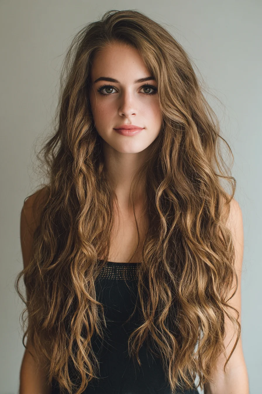 Long Beachy Waves with Natural Layers and Face-Framing