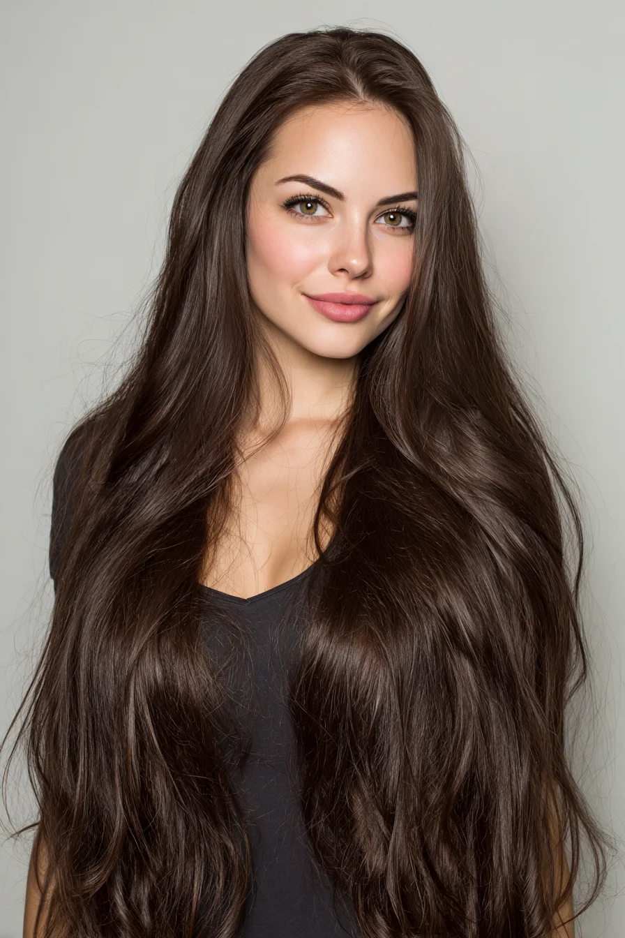 Long Glossy Layers with Natural Face-Framing Waves