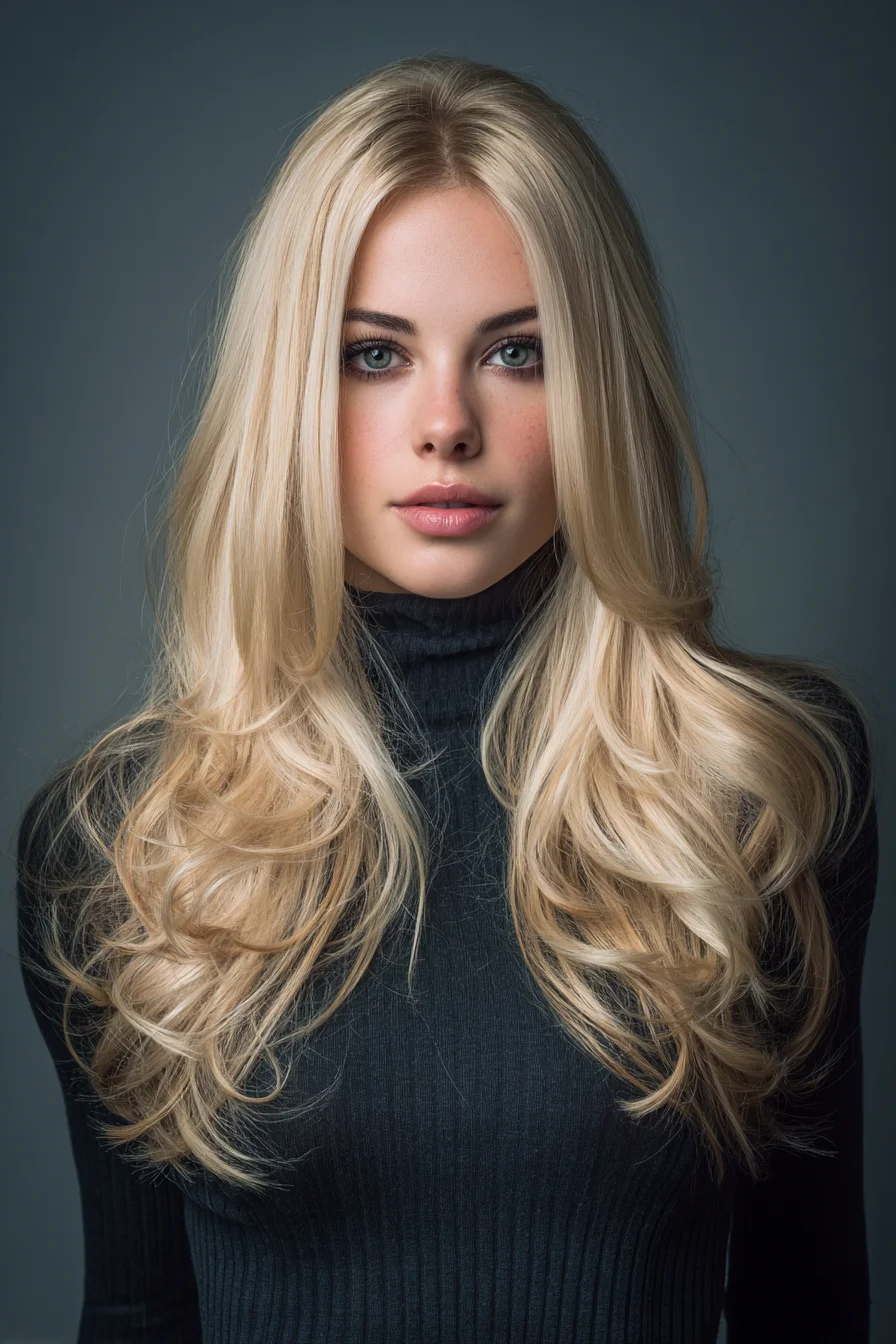 Long Layered Blowout with Face-Framing Layers