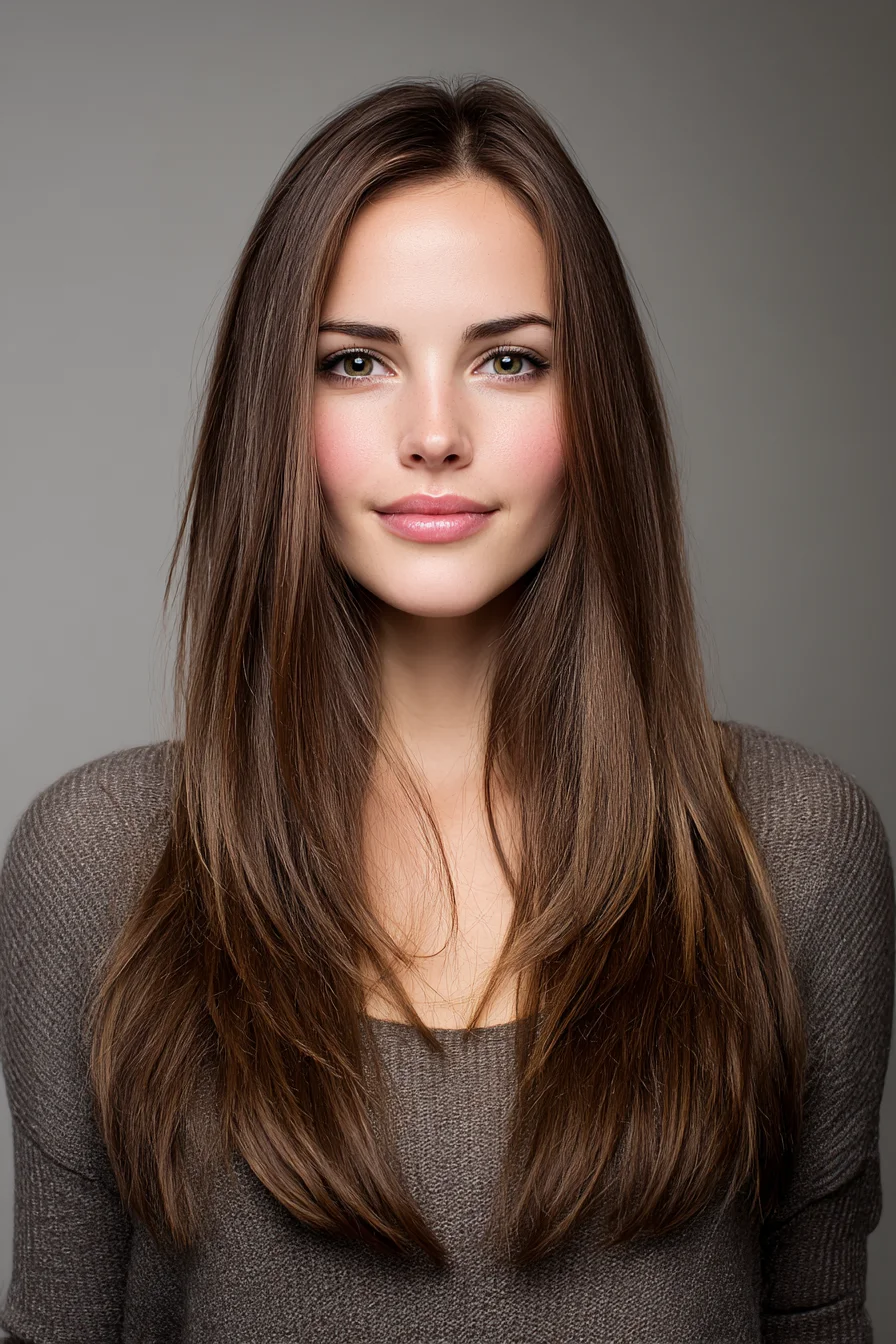Long Layered Hair with Soft Face-Framing and Natural Shine