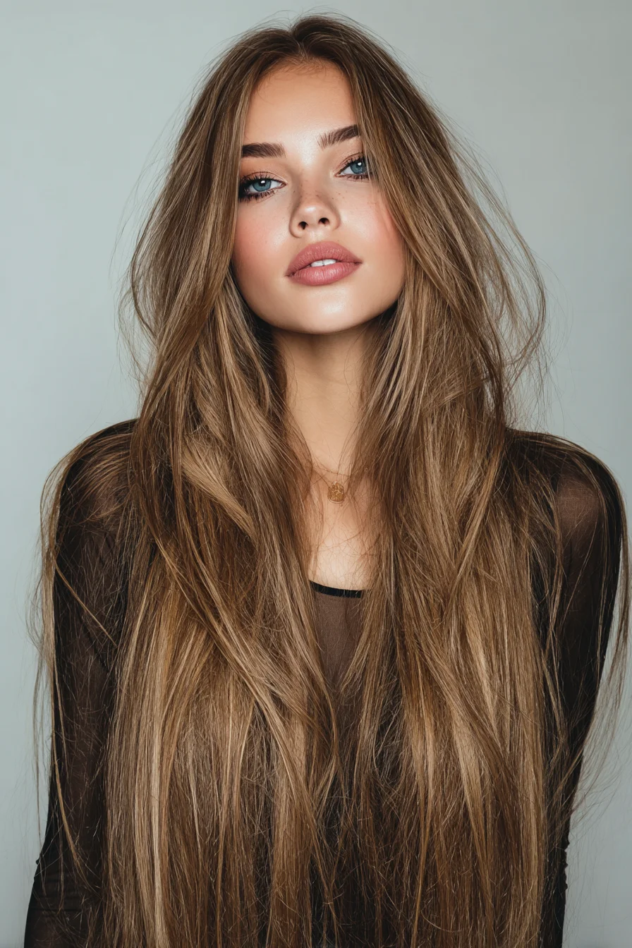 Long Layered Loose Waves with Face-Framing Pieces