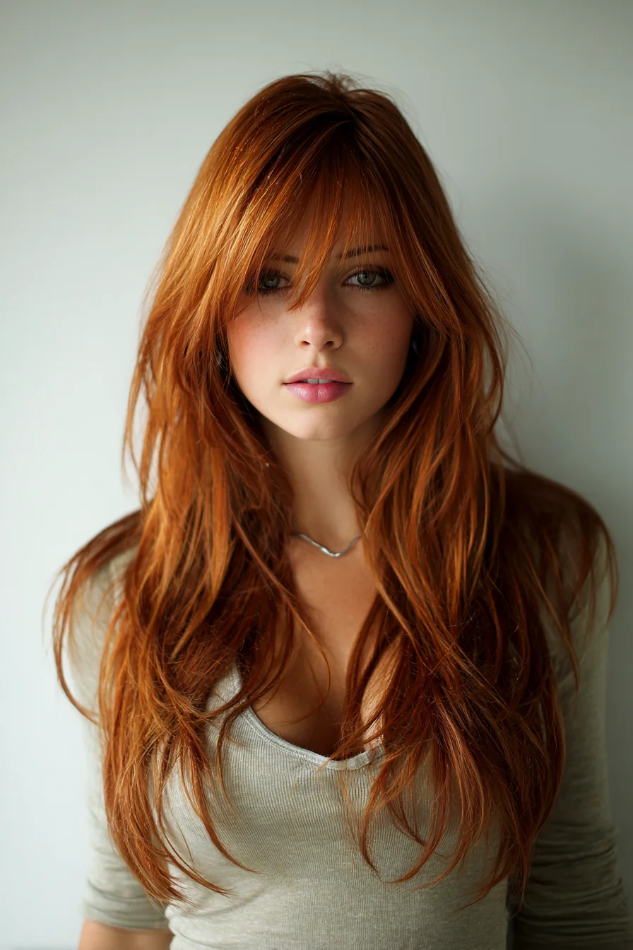 Long Layered Shag with Curtain Bangs Soft and Tousled