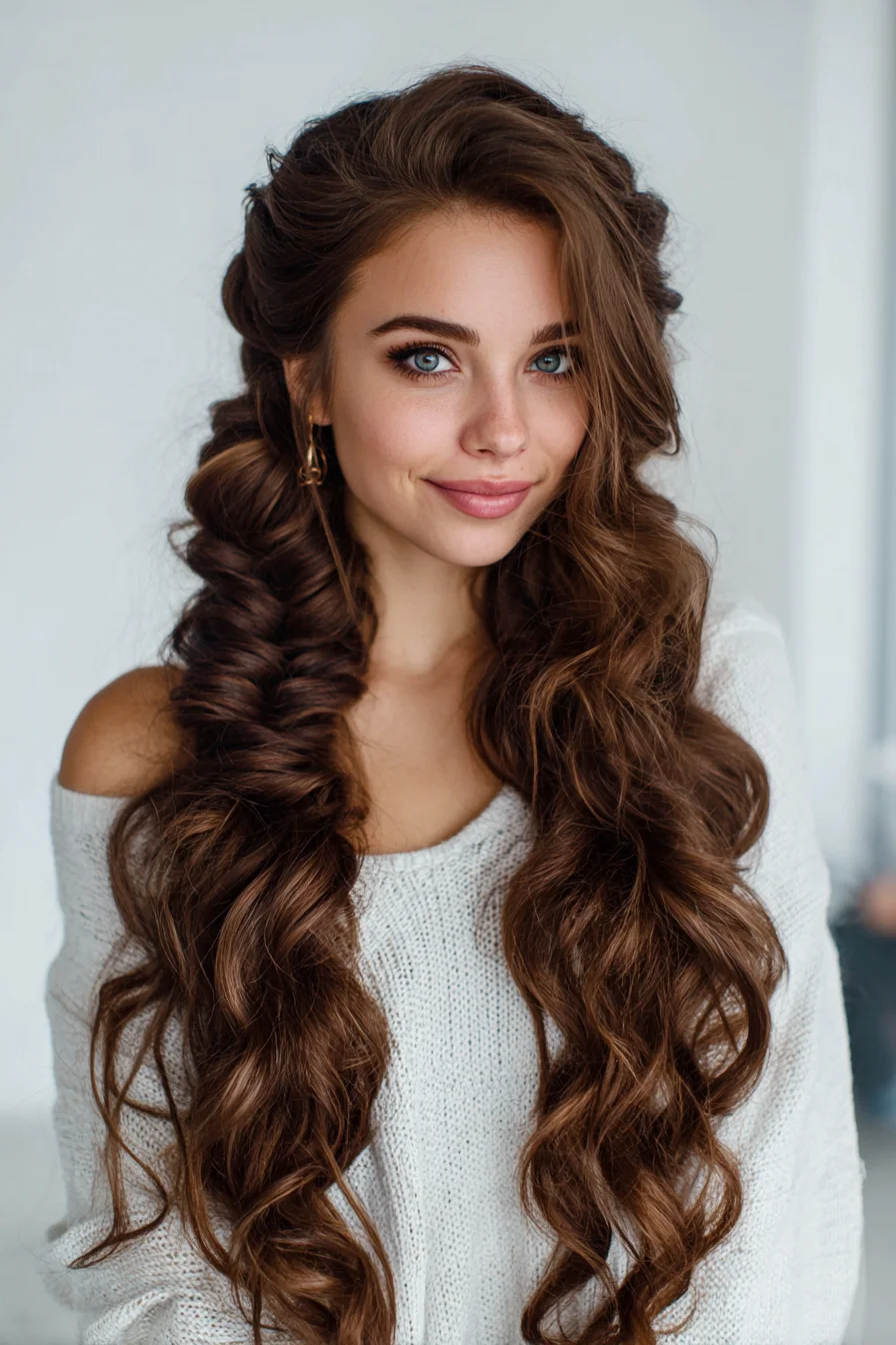 Long Loose Twisted Braids with Big Romantic Curls
