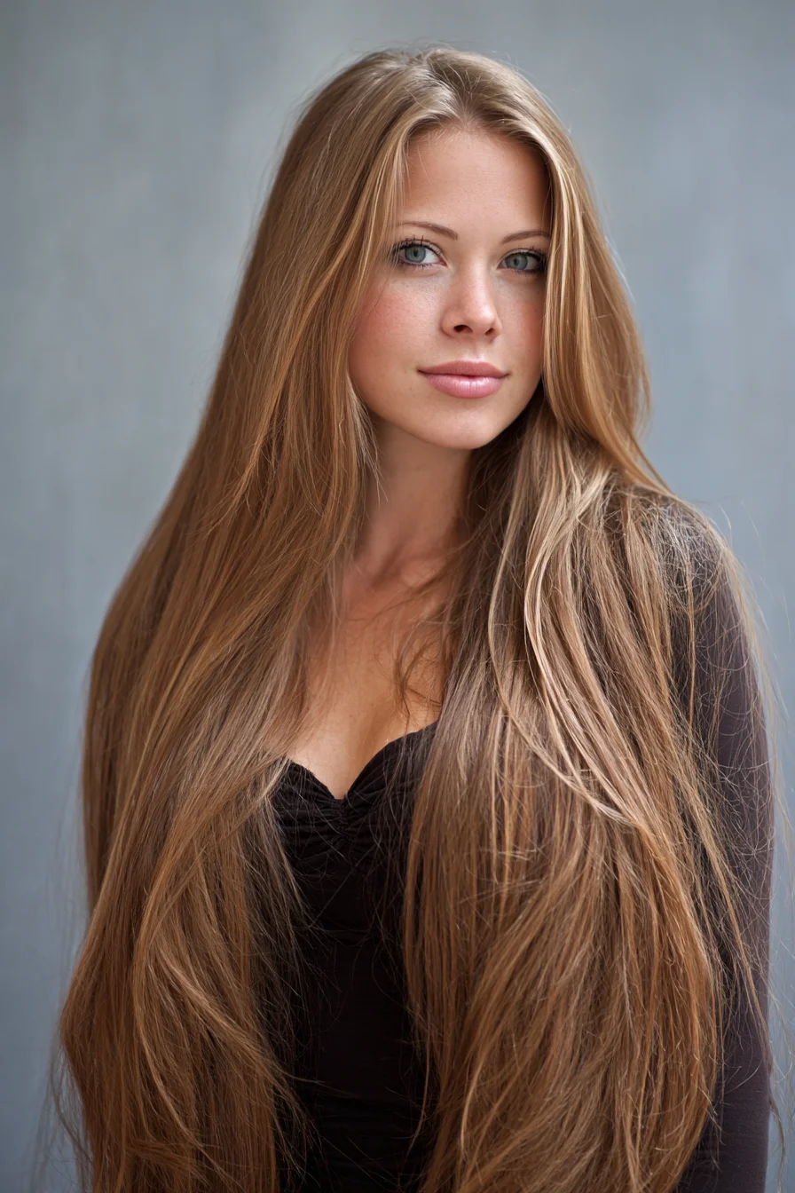 Long Natural Layers with Face-Framing Softness