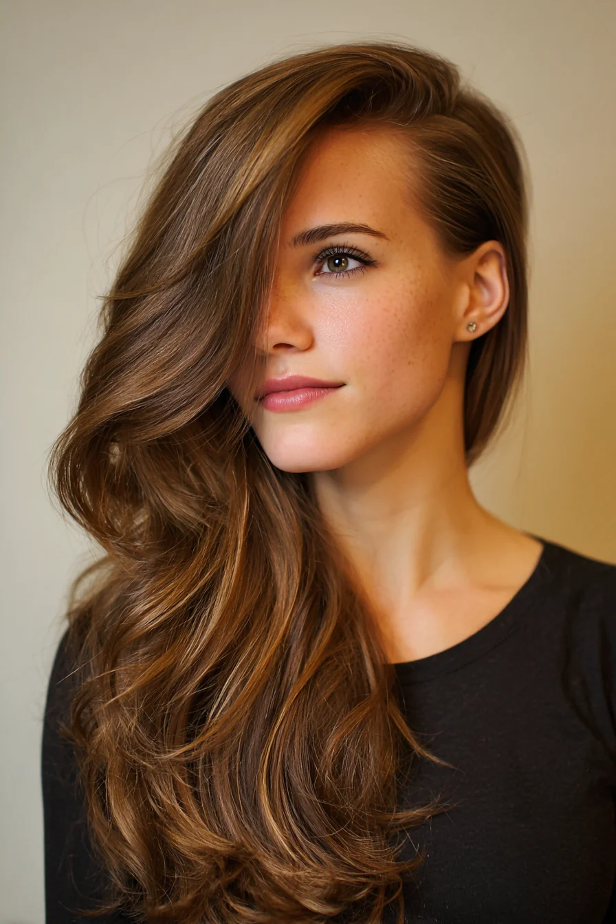 Long Side-Swept Waves with Subtle Face-Framing Layers