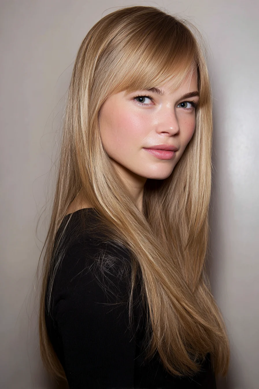 Long Sleek Layers with Soft Blunt Bangs for Easy Days