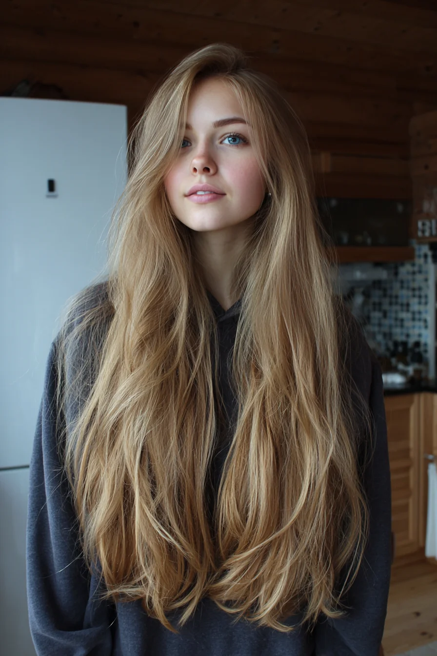 Long Soft Layers with Face-Framing Pieces for Everyday