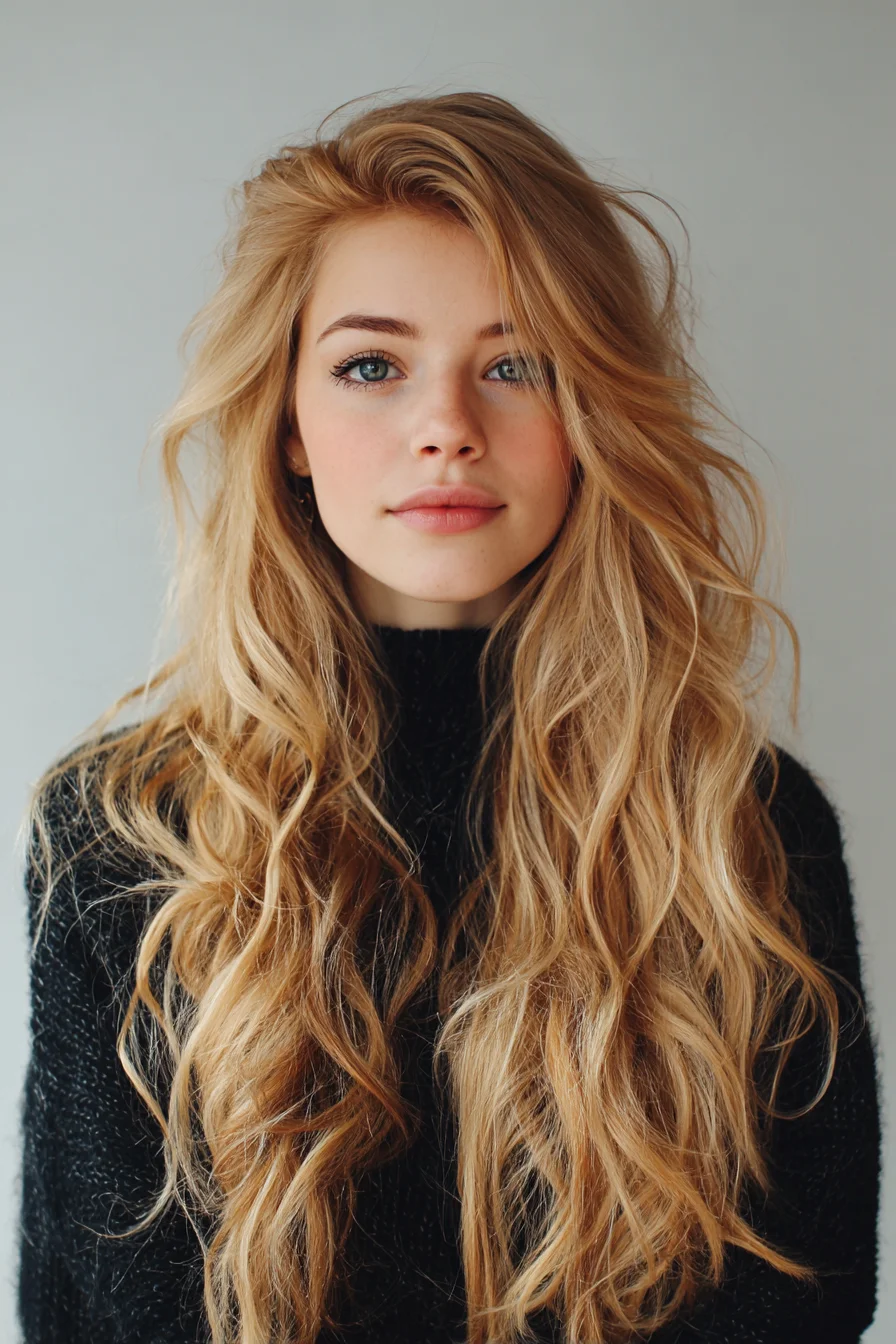 Long Tousled Waves with Face-Framing Layers and Volume