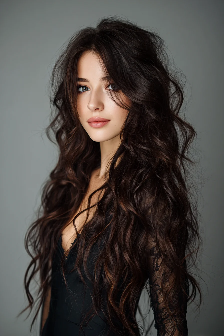 Long Tousled Waves with Voluminous Texture - Effortless Bedhead Look