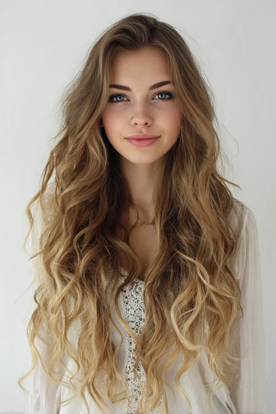 Loose Beachy Waves with Long Layered Ends and Soft Balayage