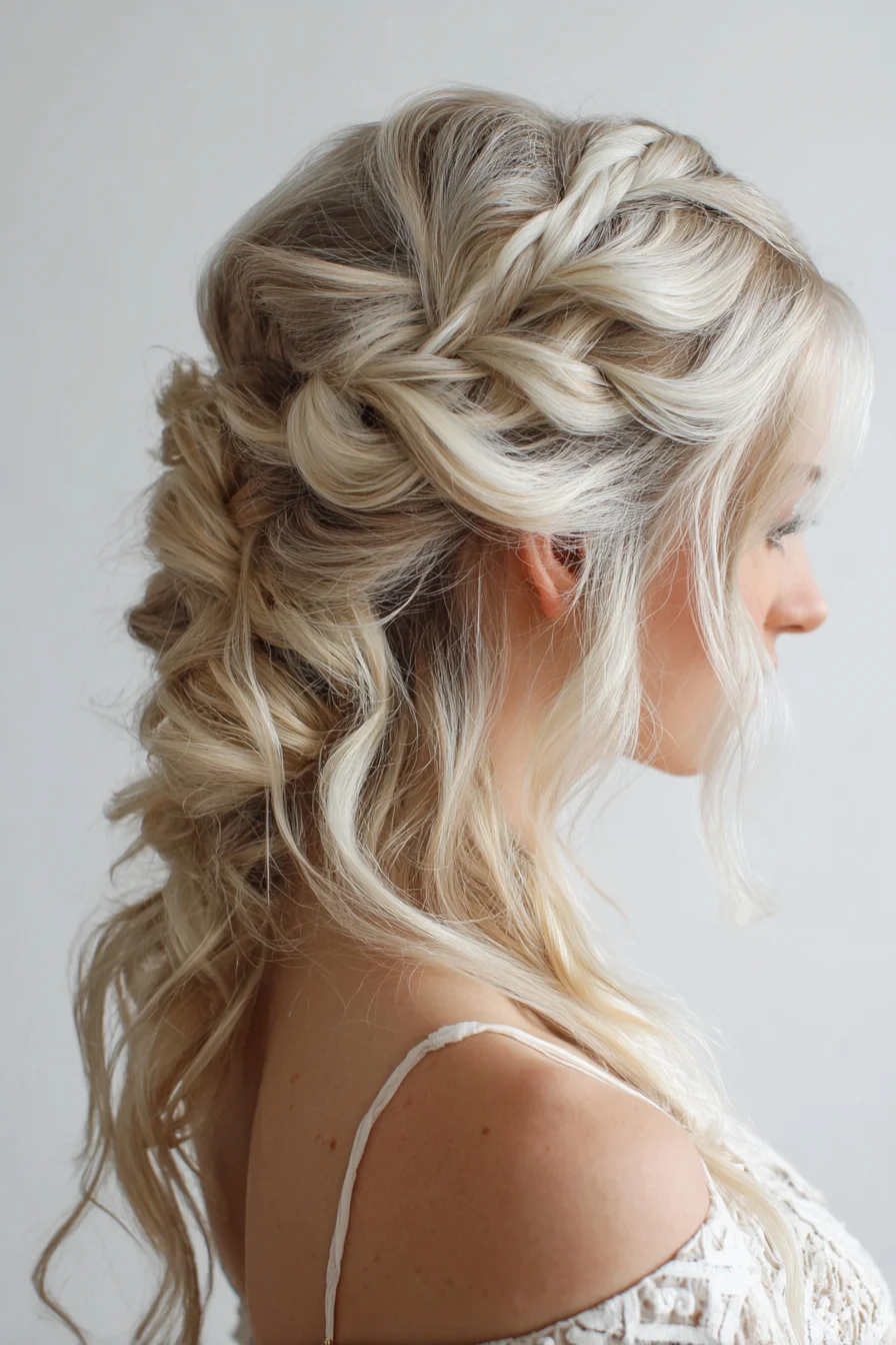 Loose Boho Braid Half-Up with Soft Face-Framing Pieces