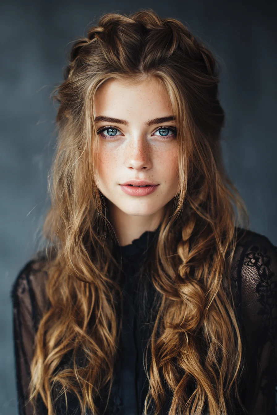 Loose Boho Braids with Tousled Waves Soft, Romantic Look