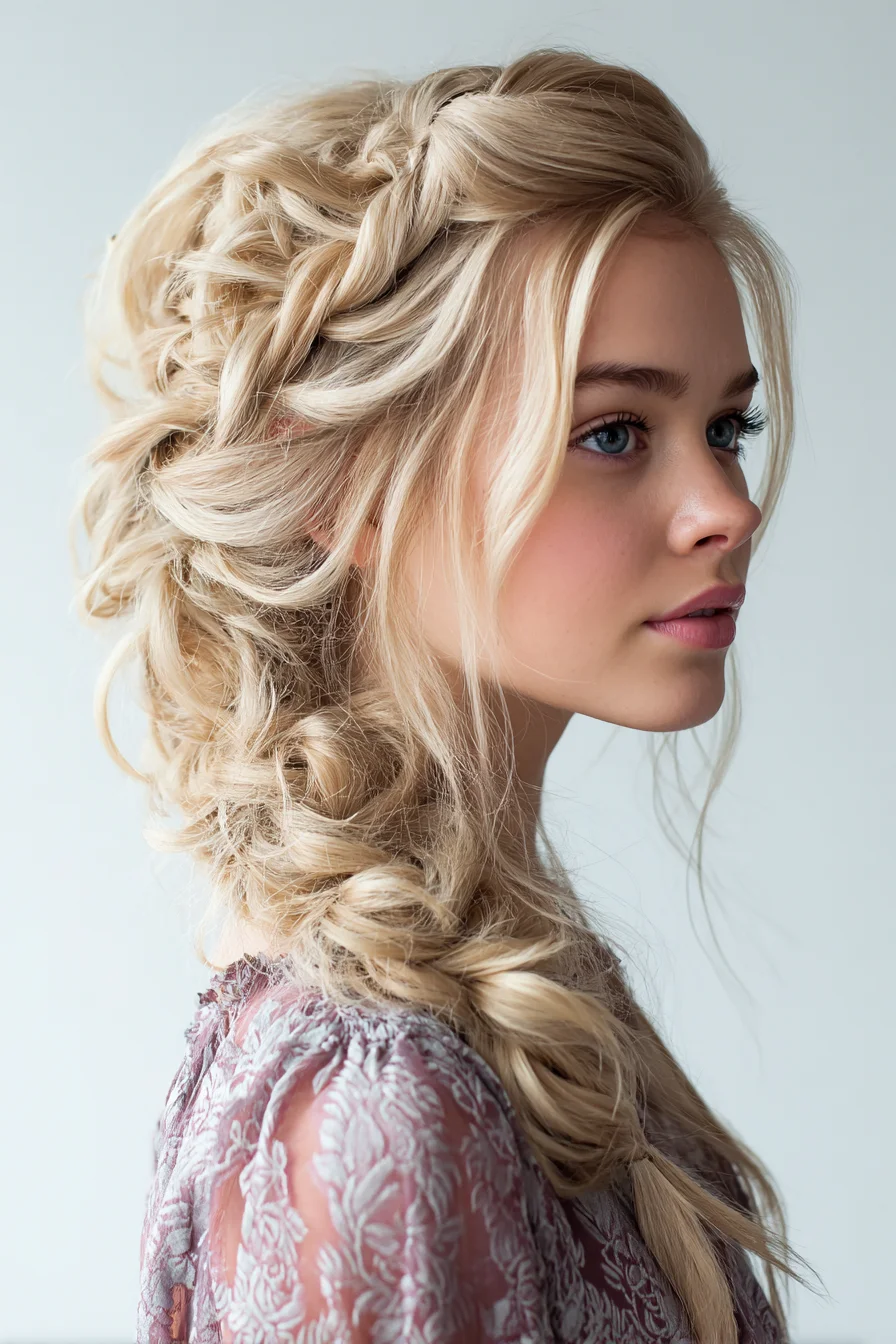 Loose Boho Side Braid with Face-Framing Pieces and Texture