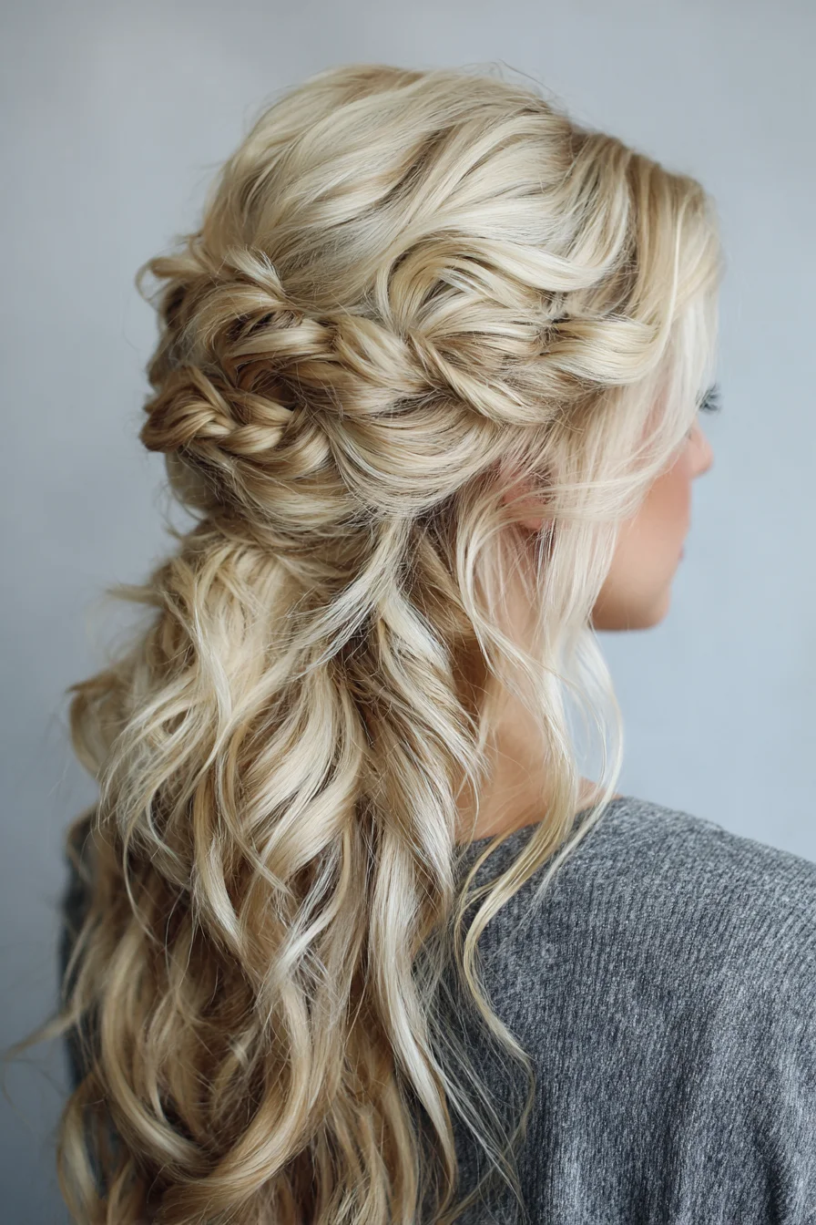Loose Braided Half-Up for Soft Romantic Waves and Volume