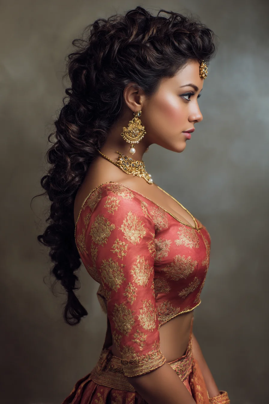 Loose Braided Ponytail with Volume for Curly Hair