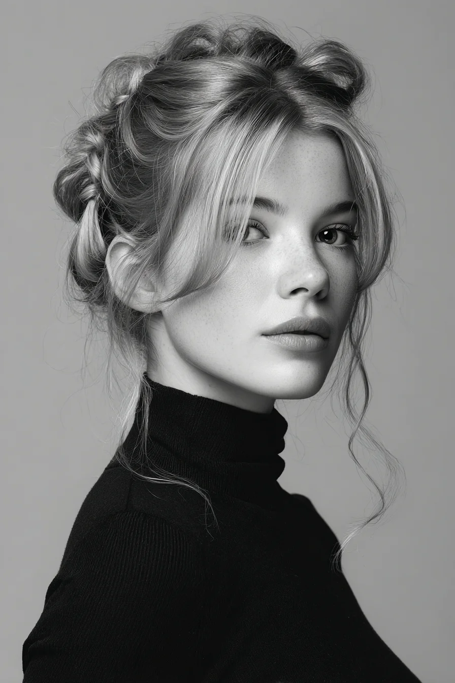 Loose Braided Updo with Face-Framing Tendrils