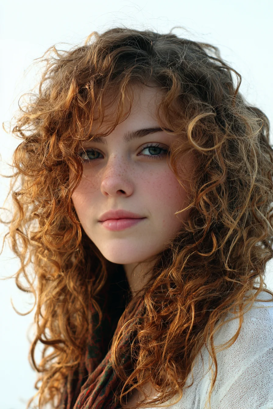 Loose Curly Layers with Wispy Curtain Bangs - Easy Look