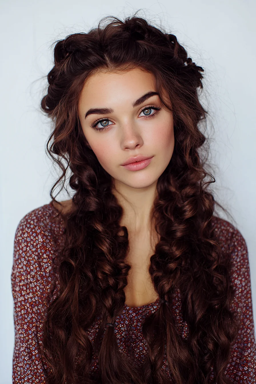 Loose Double Braids with Twisted Crown for Volume