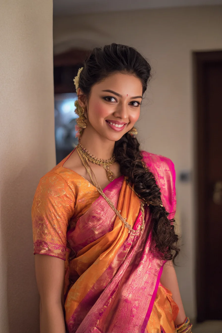 Loose Fishtail Braid with Volume - Perfect Saree Look