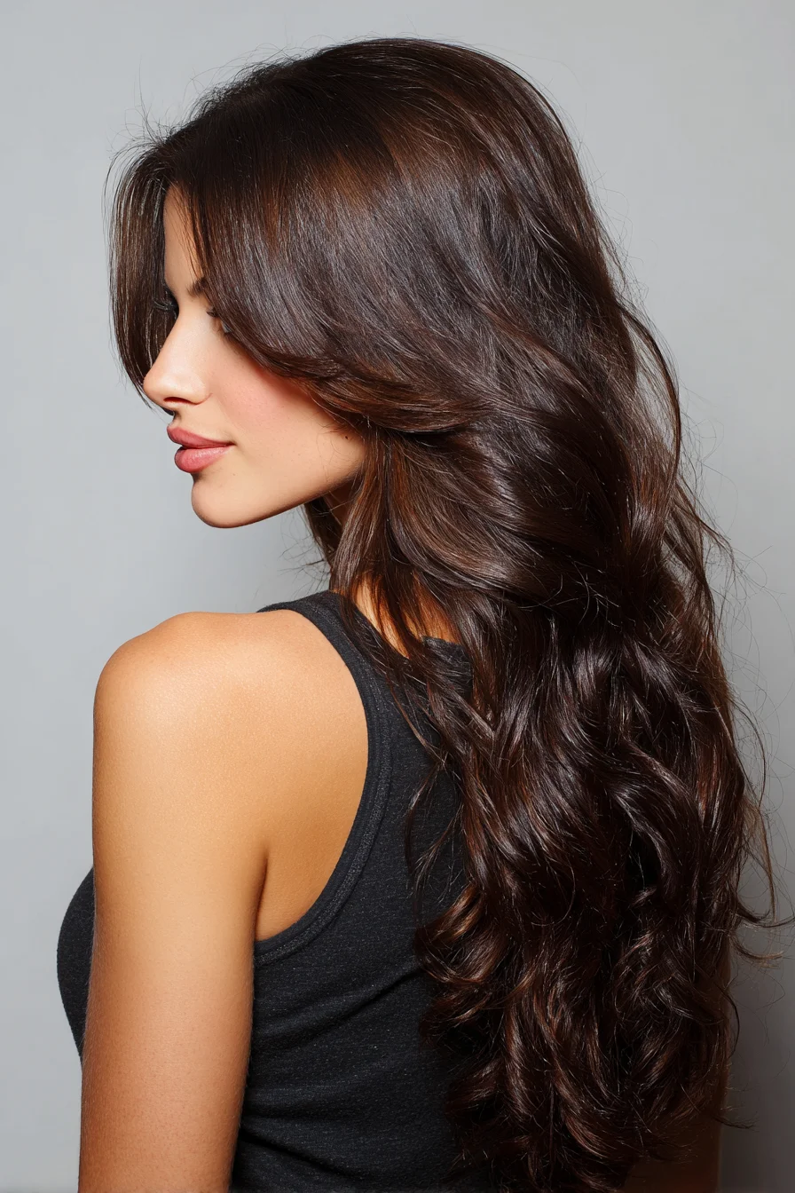 Loose Layered Waves with Soft Face-Framing Bangs