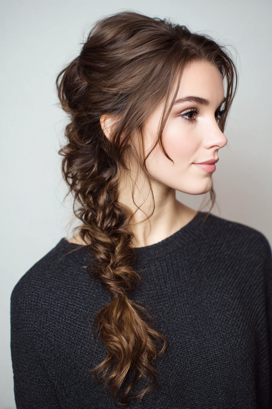 Loose Messy Side Braid with Soft Face-Framing Pieces