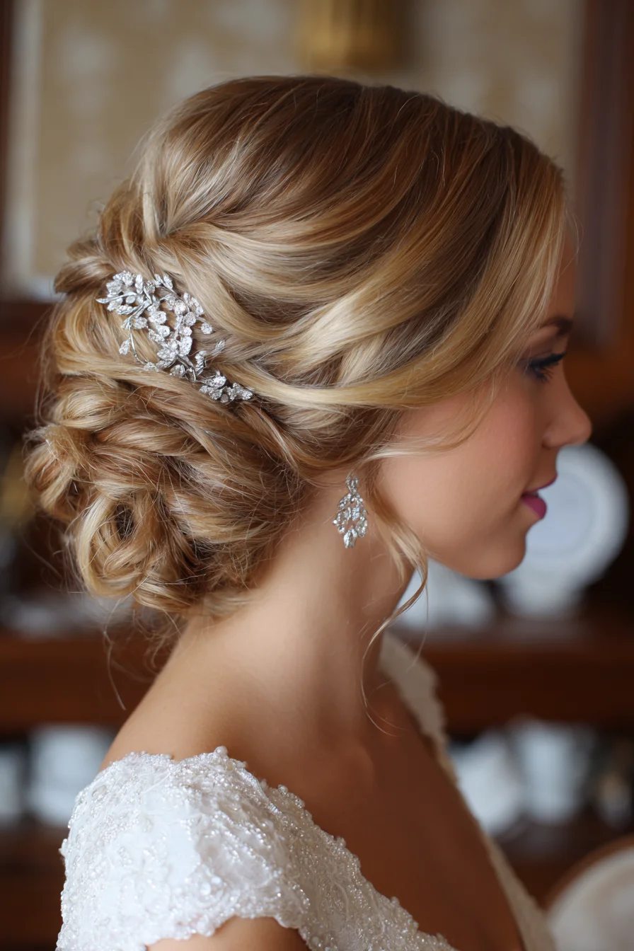 Loose Romantic Low Bun with Face-Framing Tendrils