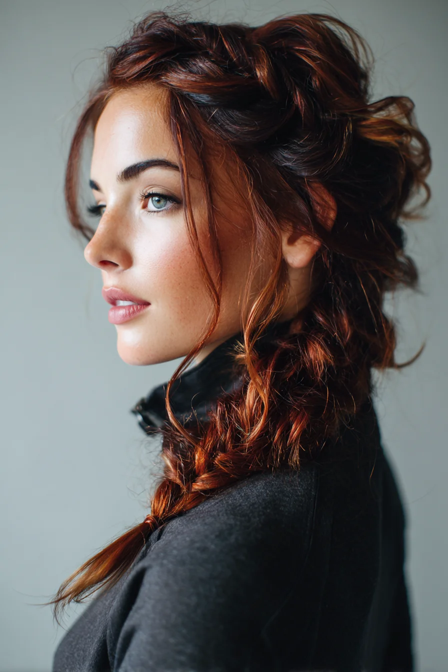 Loose Textured Side Braid with Face-Framing Tendrils