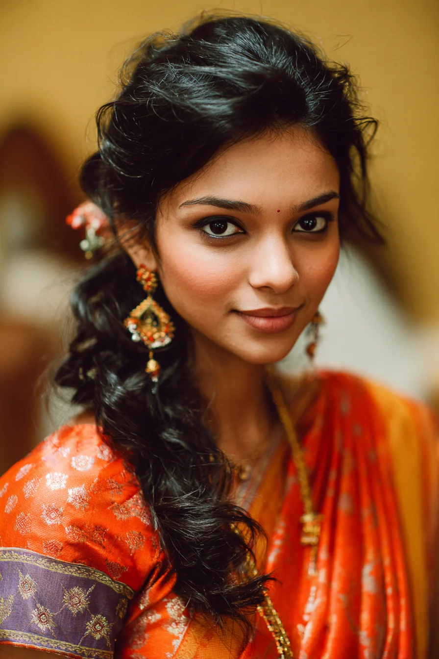 Loose Textured Side Braid with Tousled Face-Framing