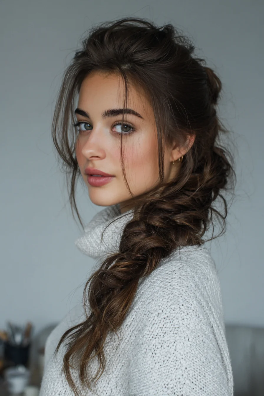 Loose Textured Side Fishtail with Face-Framing Pieces