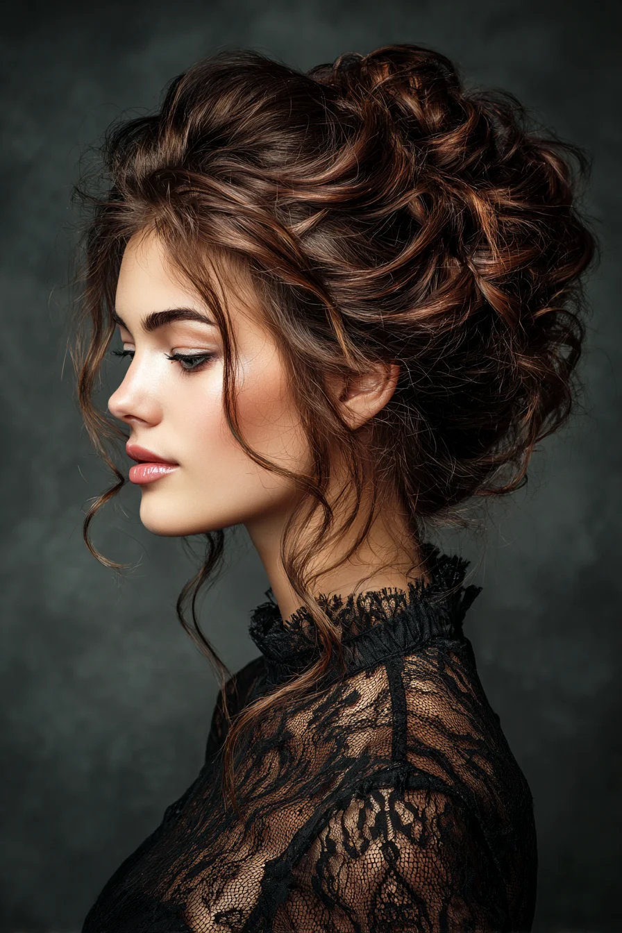 Loose Textured Updo with Face-Framing Tendrils for Parties