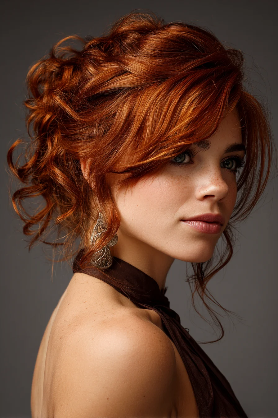 Loose Tousled Updo with Face-Framing Curls for Dates