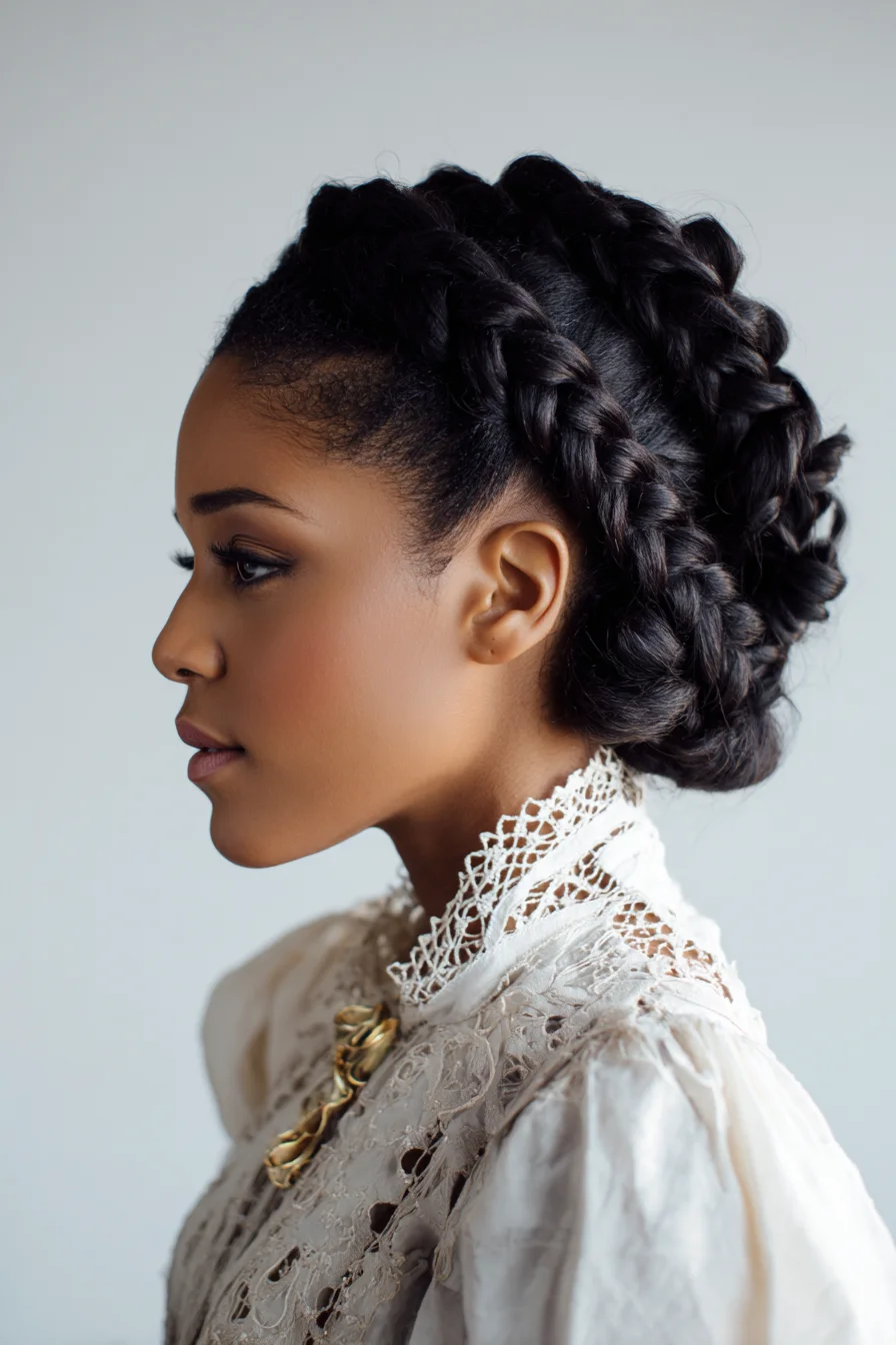 Low Braided Crown Protective Style for Thick Hair