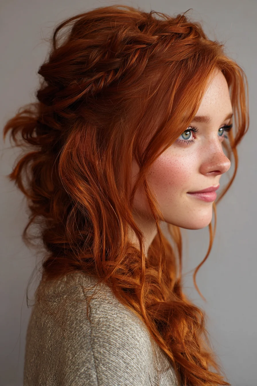 Messy Boho Half-Up with a Twisted Braid for Soft Waves