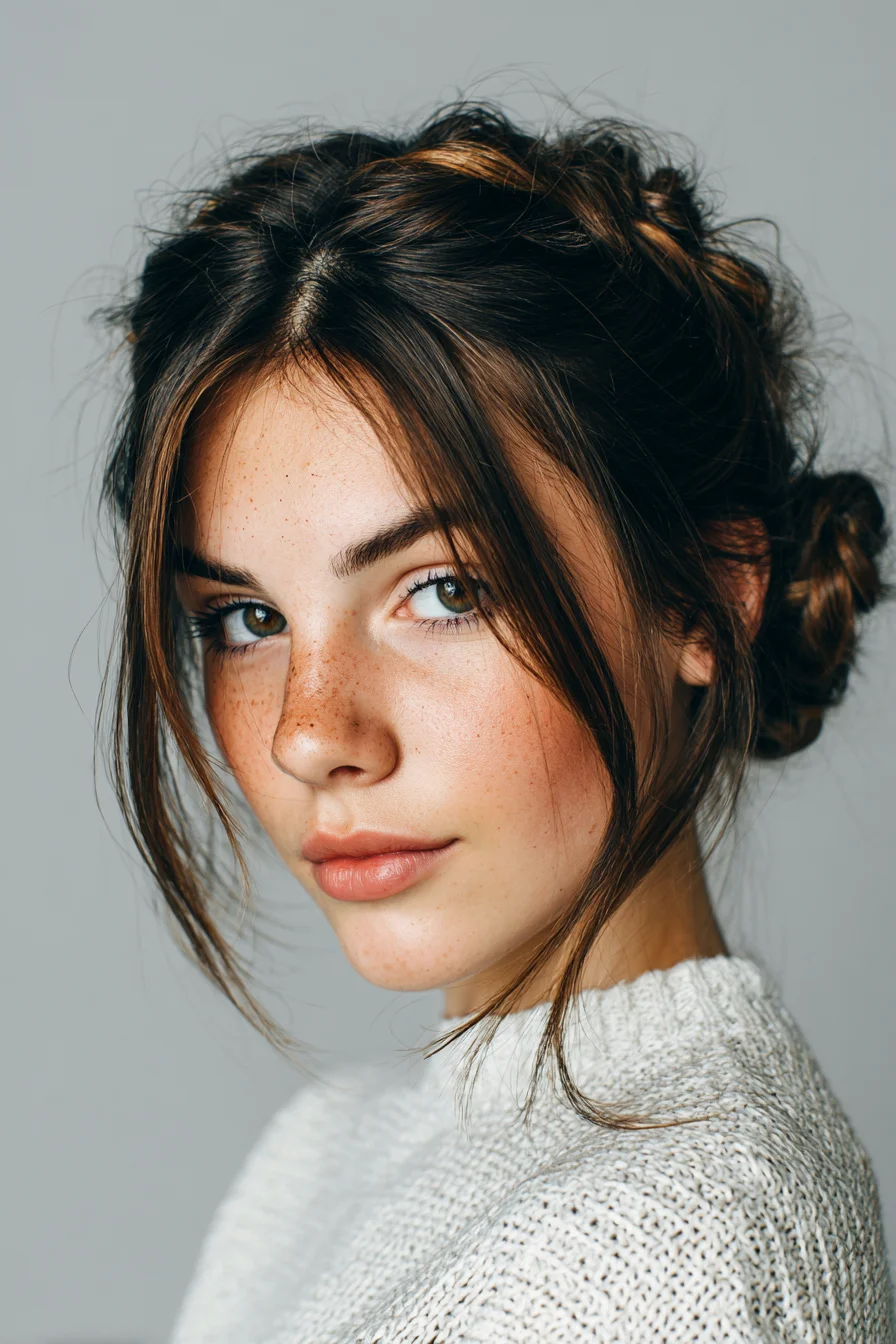 Messy Braided Crown into Low Bun for Busy Mornings