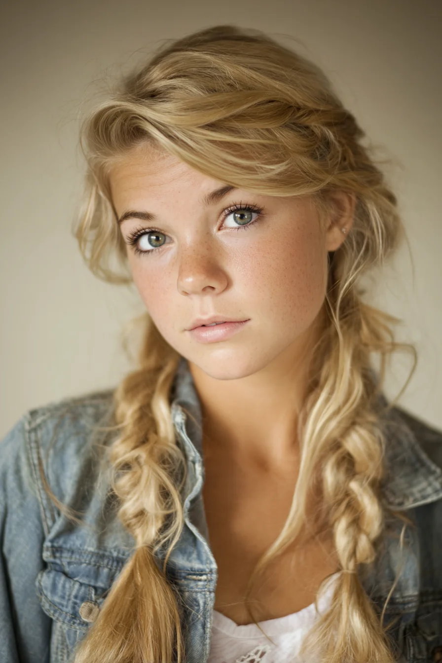 Messy Double Braids with Face‑Framing Pieces for Everyday