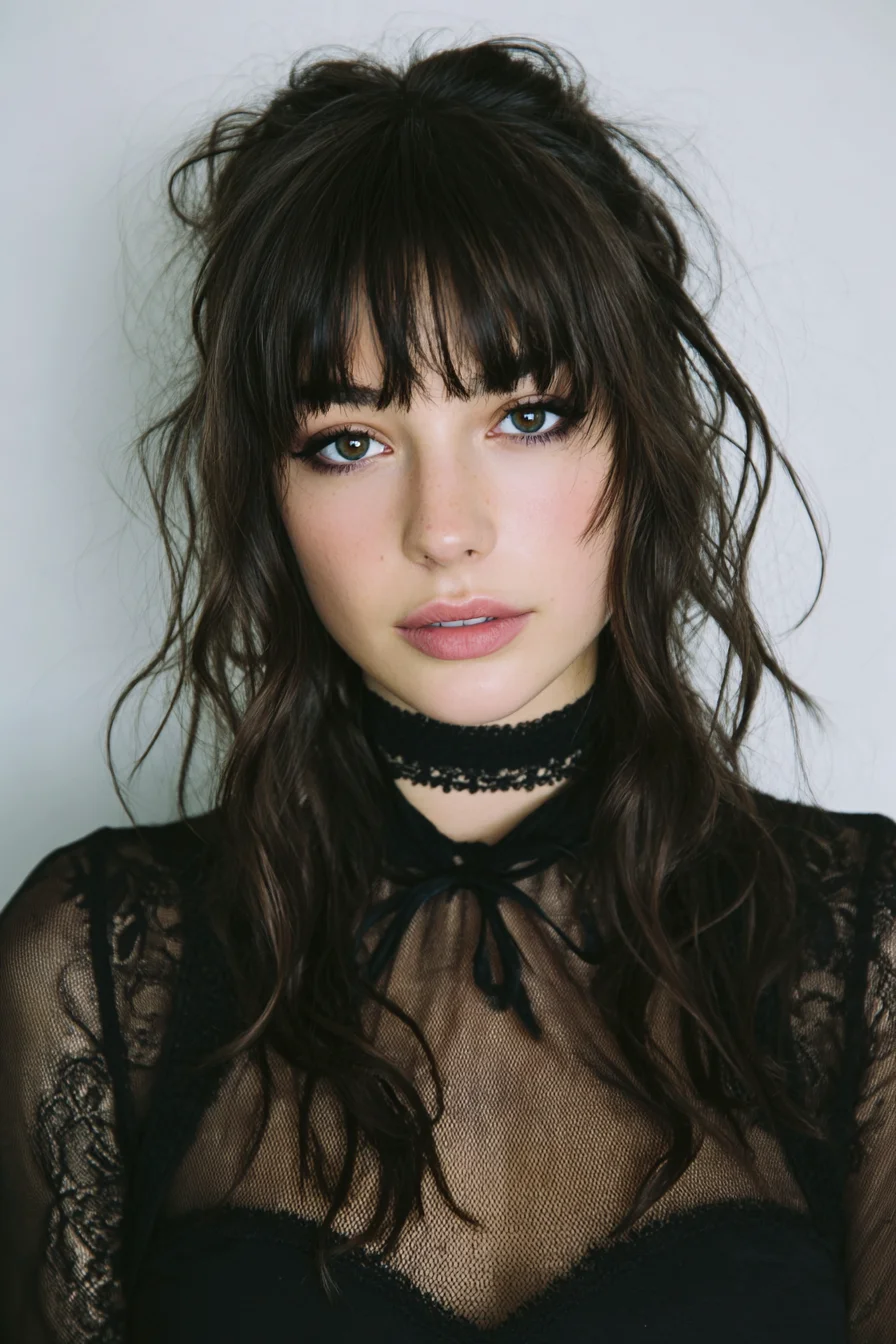 Messy Half-Up With Wispy Bangs for Everyday Texture