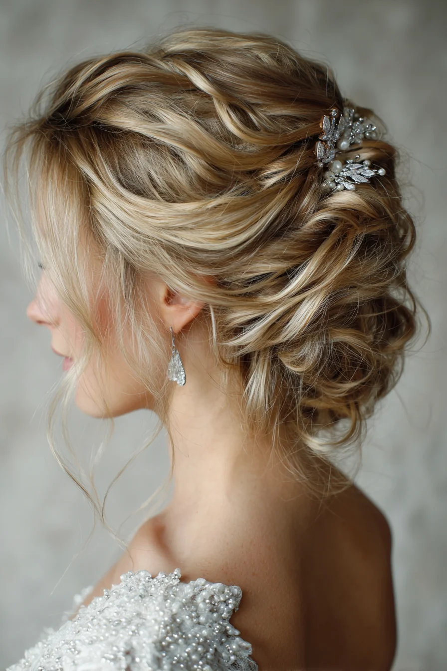 Messy Romantic Chignon with Twisted Face-Framing Pieces