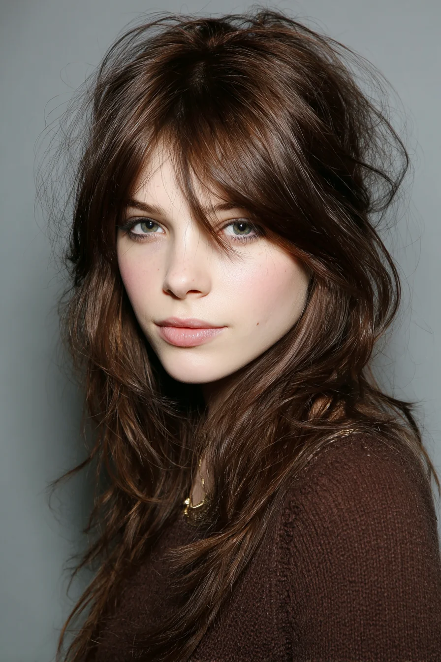 Messy Shag Layers with Soft Curtain Bangs and Texture