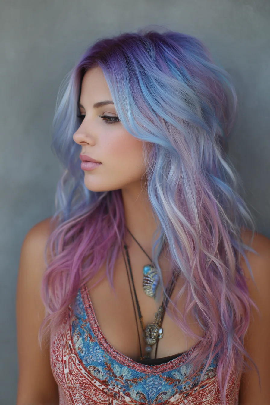 Pastel Mermaid Waves with Face-Framing Layers